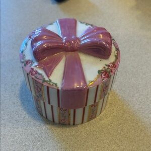 Pink and White Decorative Box with Bow